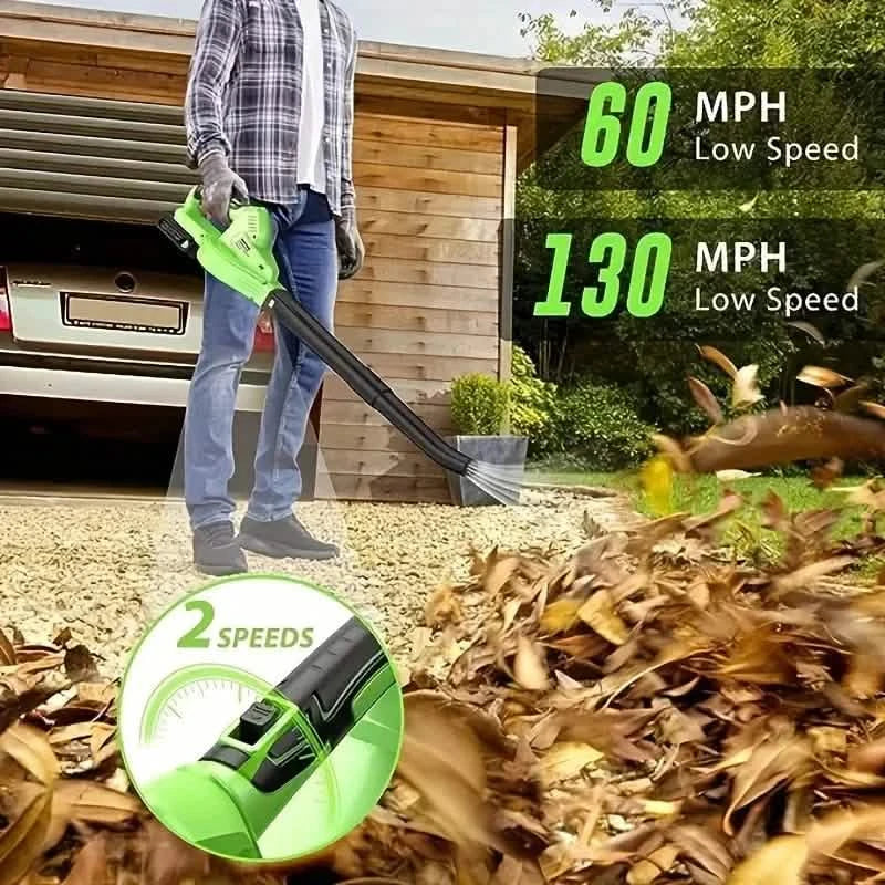 Souffleur de feuilles électrique sans fil léger pour l'entretien des pelouses avec 2 batteries et chargeur