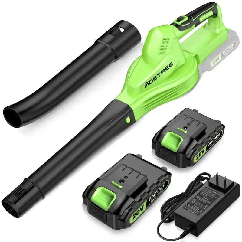 Souffleur de feuilles électrique sans fil léger pour l'entretien des pelouses avec 2 batteries et chargeur