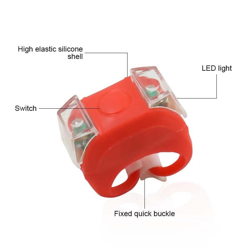 Mini-éclairage de vélo en silicone léger, étanche, pour VTT, VTC, éclairage avant et arrière, phare de vélo, feu arrière, lumière de vélo en silicone LED, phare et feu arrière de vélo multifonctionnel et étanche pour le cyclisme