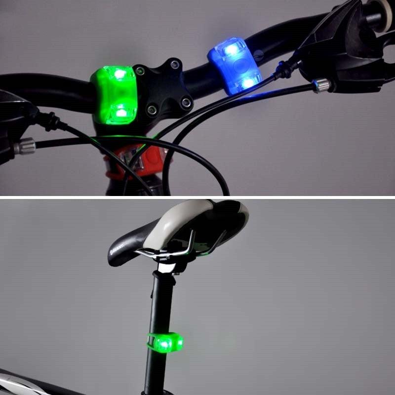 Mini-éclairage de vélo en silicone léger, étanche, pour VTT, VTC, éclairage avant et arrière, phare de vélo, feu arrière, lumière de vélo en silicone LED, phare et feu arrière de vélo multifonctionnel et étanche pour le cyclisme