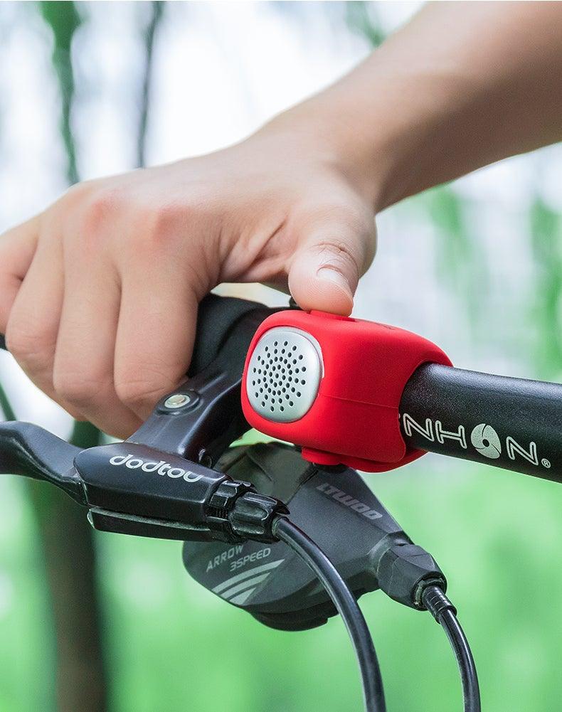 Klaxon électrique léger et portable pour vélo, klaxon de vélo de montagne, accessoires, 90 dB, coque en gel de silice pour guidon de vélo, klaxons électriques de vélo, klaxons de vélo résistants à l'eau, klaxons forts pour vélo, accessoires de vélo