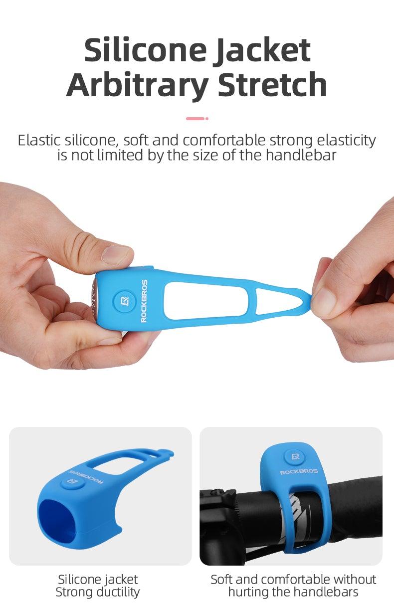 Klaxon électrique léger et portable pour vélo, klaxon de vélo de montagne, accessoires, 90 dB, coque en gel de silice pour guidon de vélo, klaxons électriques de vélo, klaxons de vélo résistants à l'eau, klaxons forts pour vélo, accessoires de vélo
