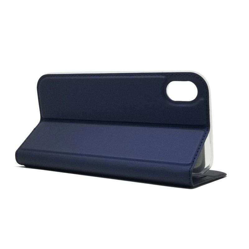 Coque légère et simple pour iPhone XS pour iPhone XS Max X XR 6S 5S 7 8 Plus 11 Pro Max Étui portefeuille de luxe à rabat magnétique en cuir PU avec fermeture magnétique Coque de protection intégrale pour iPhone