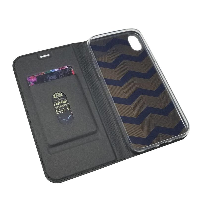 Coque légère et simple pour iPhone XS pour iPhone XS Max X XR 6S 5S 7 8 Plus 11 Pro Max Étui portefeuille de luxe à rabat magnétique en cuir PU avec fermeture magnétique Coque de protection intégrale pour iPhone