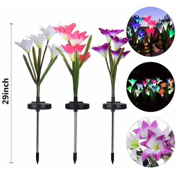 Lampes solaires à LED multicolores en forme de fleur de lys