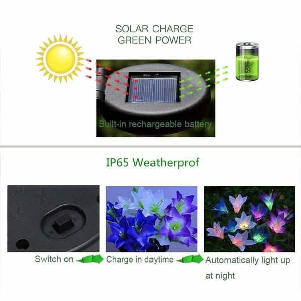 Lampes solaires à LED multicolores en forme de fleur de lys