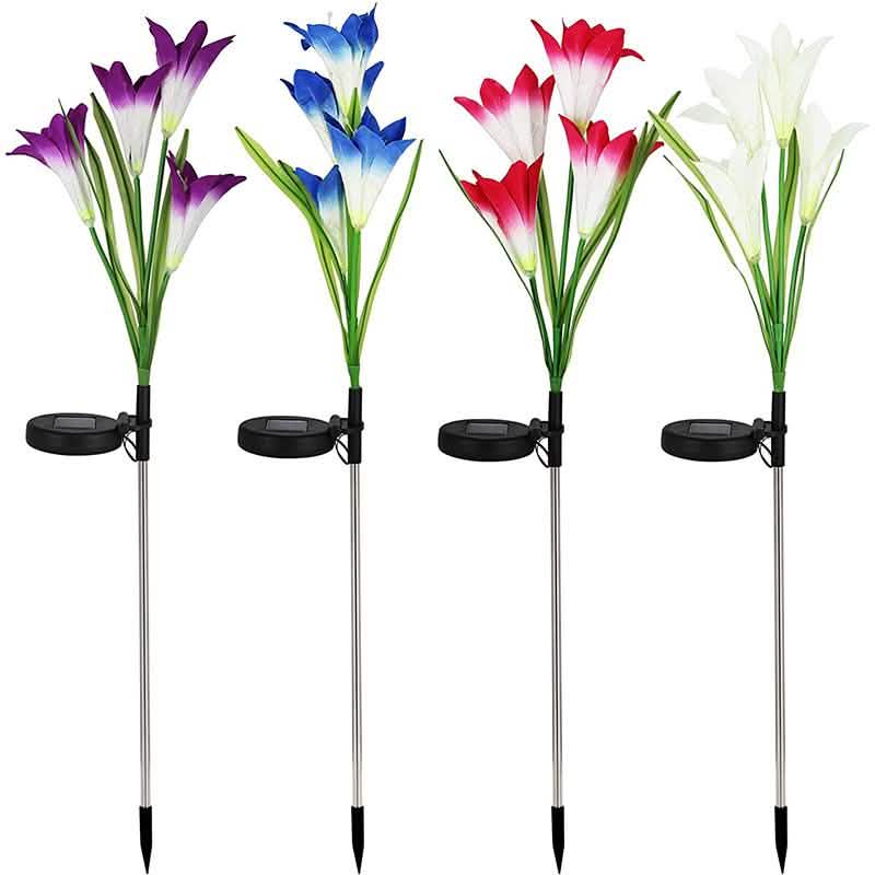 Lampes solaires à LED multicolores en forme de fleur de lys