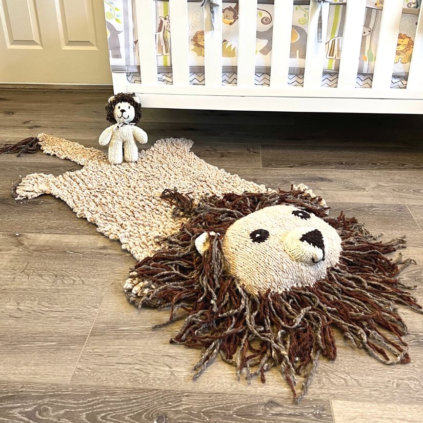 Tapis de jeu en laine biologique + Tapis de chambre d'enfant | Lion