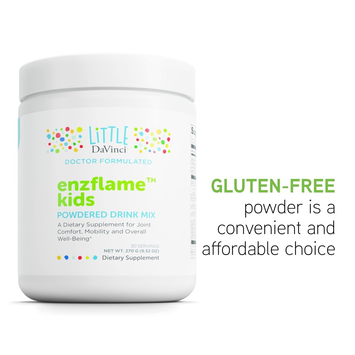 Little DaVinci Enzflame Kids - Powder Drink Mix Supplement to Support Muscle and Joint Comfort, Mobility and Immune Health - Orange Flavor - 30 Servings