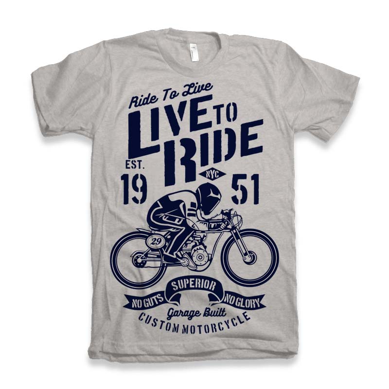 T-shirt graphique à manches courtes pour homme en viscose de bambou/coton biologique "Live To Ride"