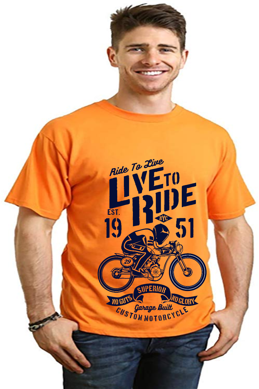 T-shirt graphique à manches courtes pour homme en viscose de bambou/coton biologique "Live To Ride"