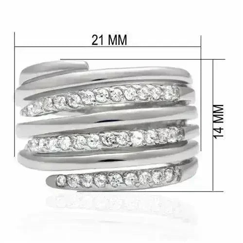LO2075 Bague en Laiton Plaqué Rhodium – Solitaire Oxyde de Zirconium AAA (Audacieux & Brillant)