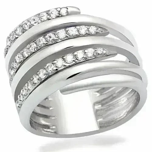 LO2075 Bague en Laiton Plaqué Rhodium – Solitaire Oxyde de Zirconium AAA (Audacieux & Brillant)