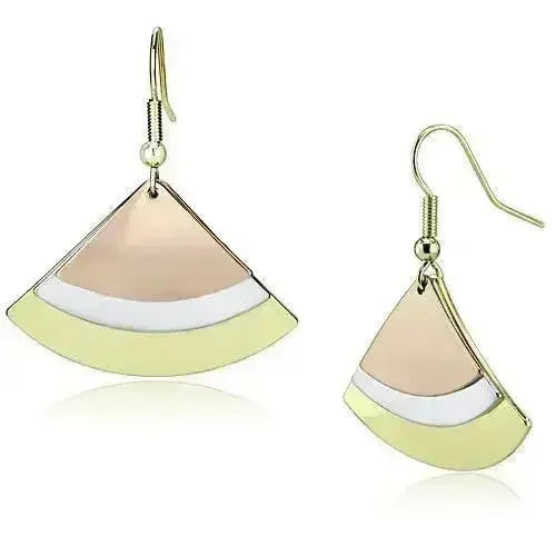 Boucles d'oreilles tricolores LO2661 – Fer rhodié + or + or rose