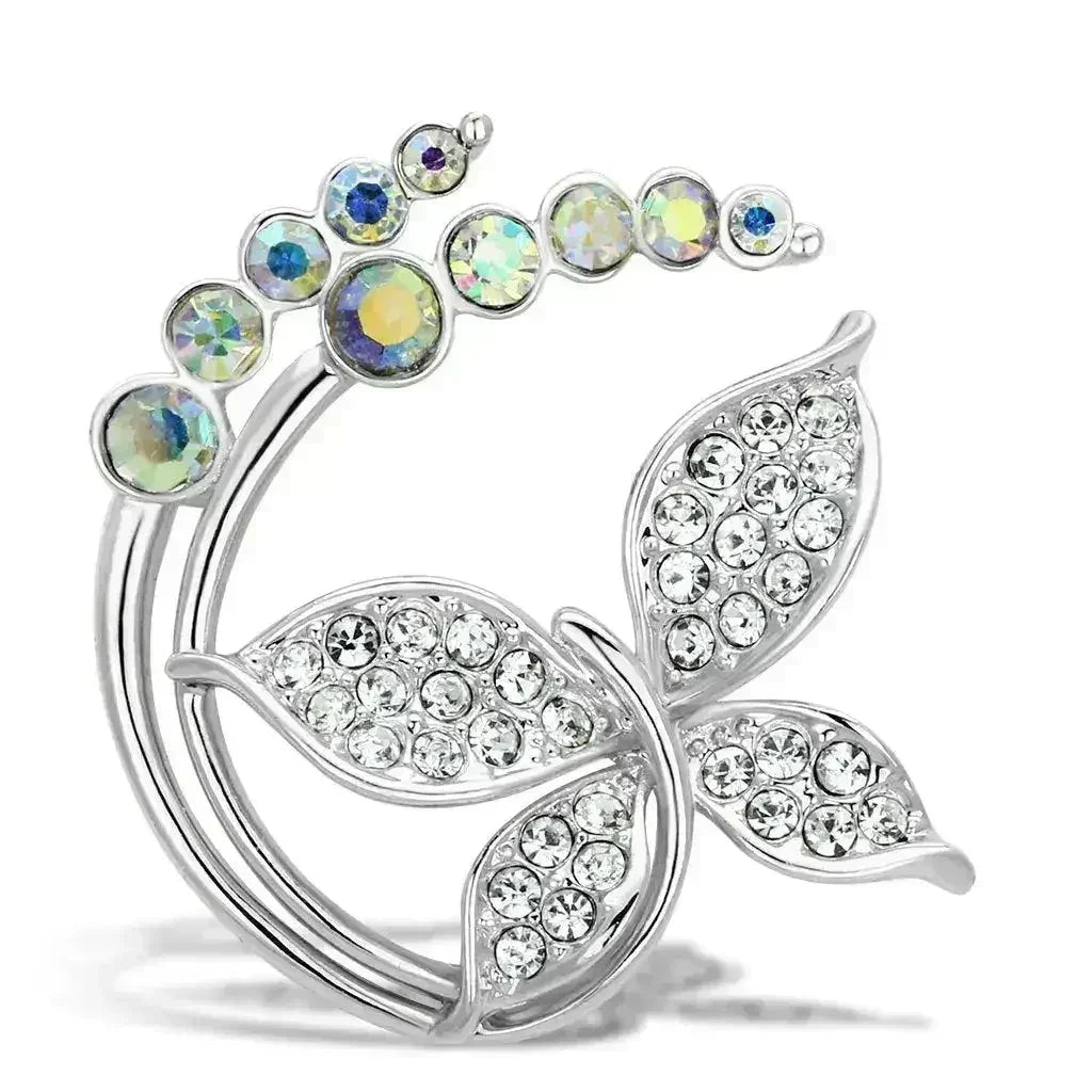 LO2861 - Broches en métal blanc plaqué or avec cristal de qualité supérieure en