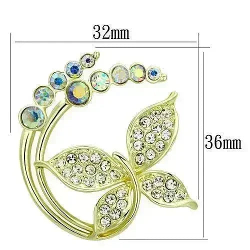 LO2861 - Broches en métal blanc plaqué or avec cristal de qualité supérieure en