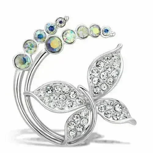LO2861 - Broches en métal blanc plaqué or avec cristal de qualité supérieure en