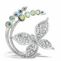 LO2861 - Broches en métal blanc plaqué or avec cristal de qualité supérieure en