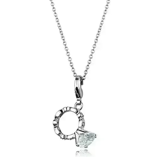 LO3490 - Pendentif en laiton rhodié avec zircon cubique de qualité AAA incolore