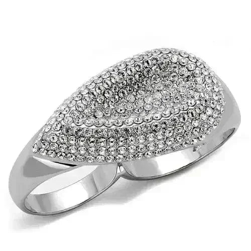 Bague en laiton plaqué rhodium – Pièce maîtresse ornée de cristaux éblouissants