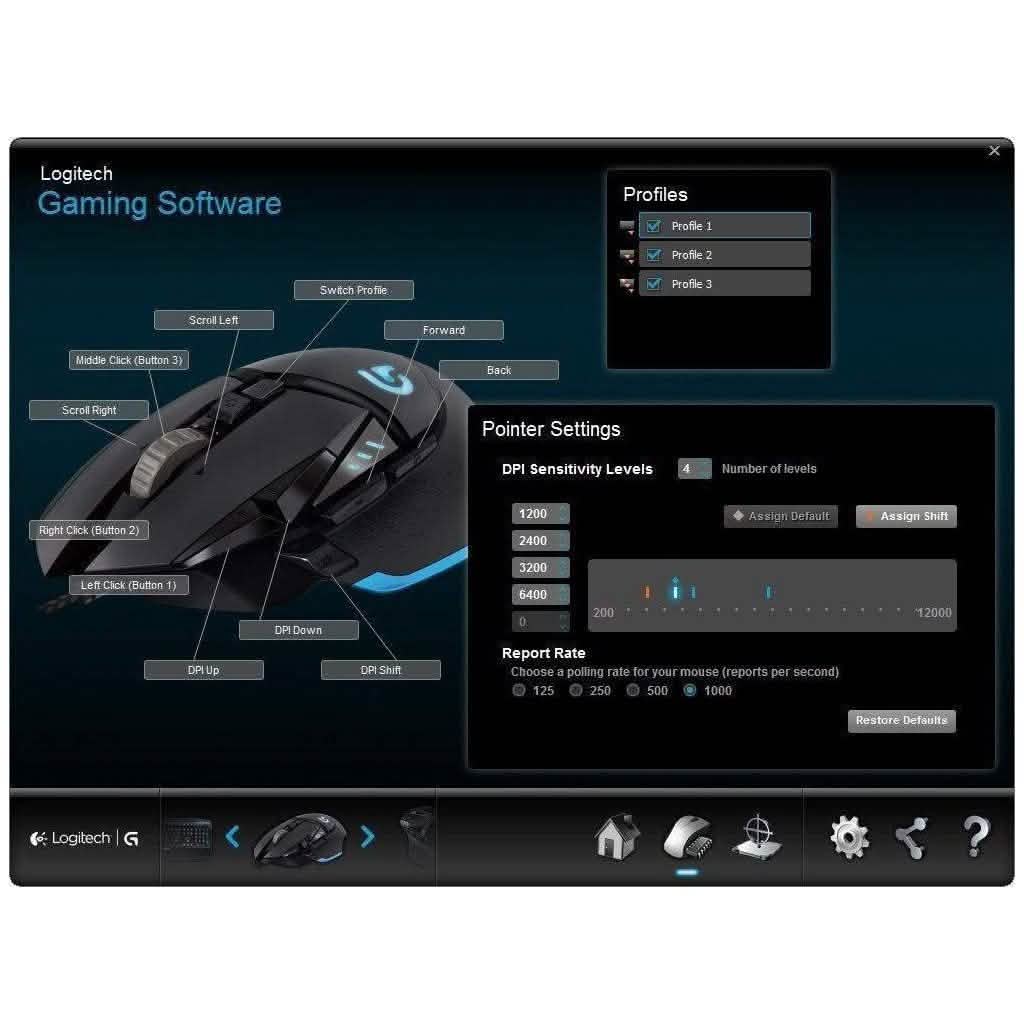 Souris de jeu Logitech G502 Proteus Core Tunable (reconditionnée)