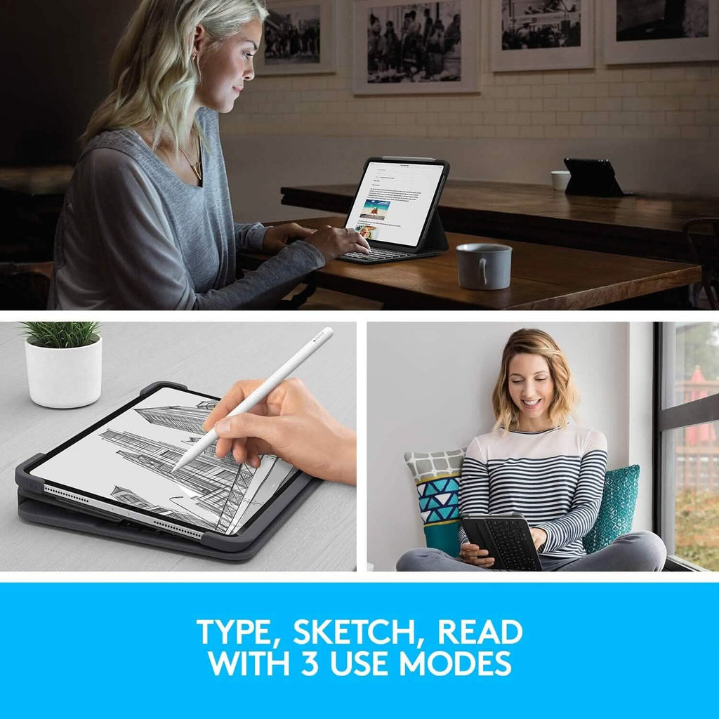 Étui clavier Bluetooth rétroéclairé Logitech SLIM FOLIO PRO pour iPad Pro 12,9 pouces (3e et 4e génération) (reconditionné)