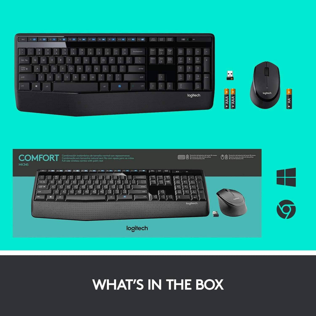 Clavier Logitech sans fil grand format avec souris confortable pour droitier (reconditionné)