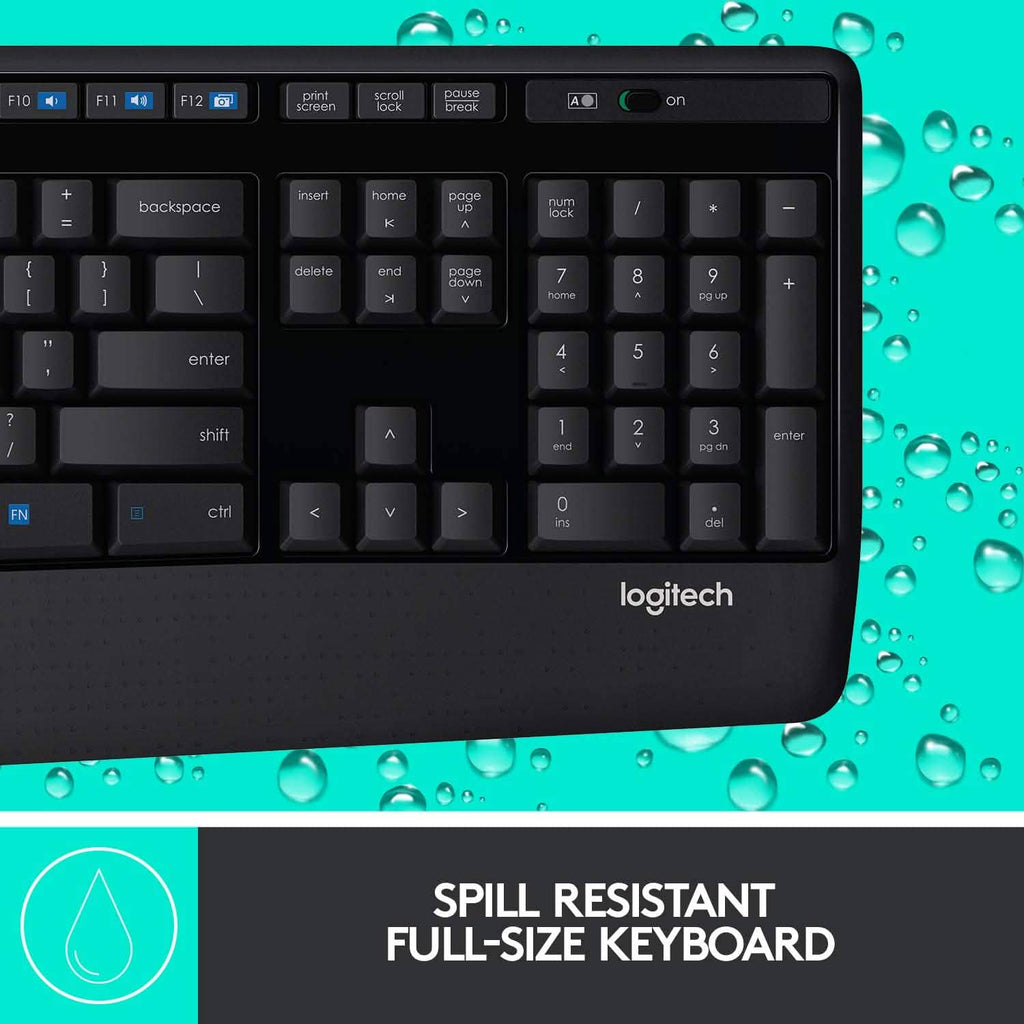 Clavier Logitech sans fil grand format avec souris confortable pour droitier (reconditionné)