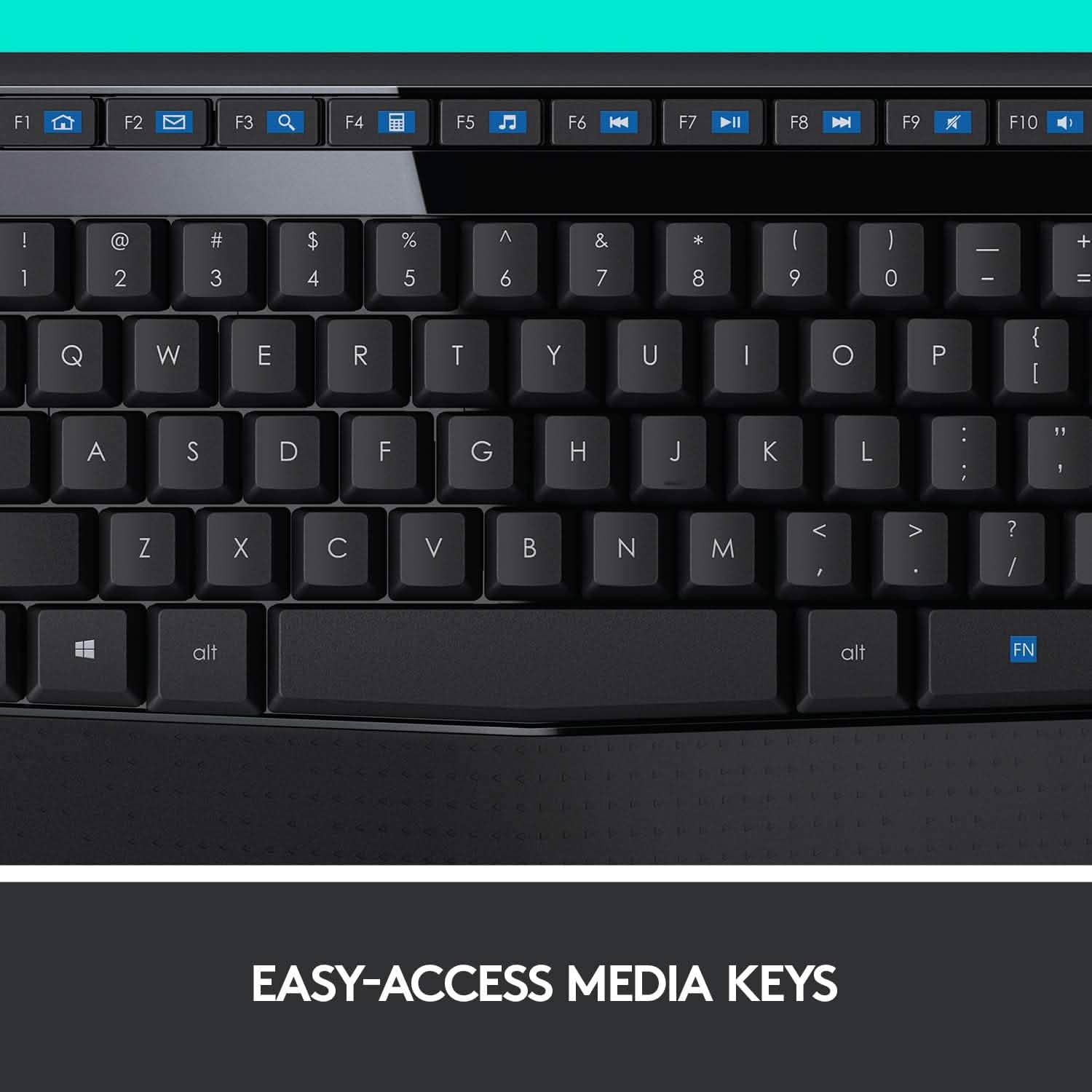 Clavier Logitech sans fil grand format avec souris confortable pour droitier (reconditionné)