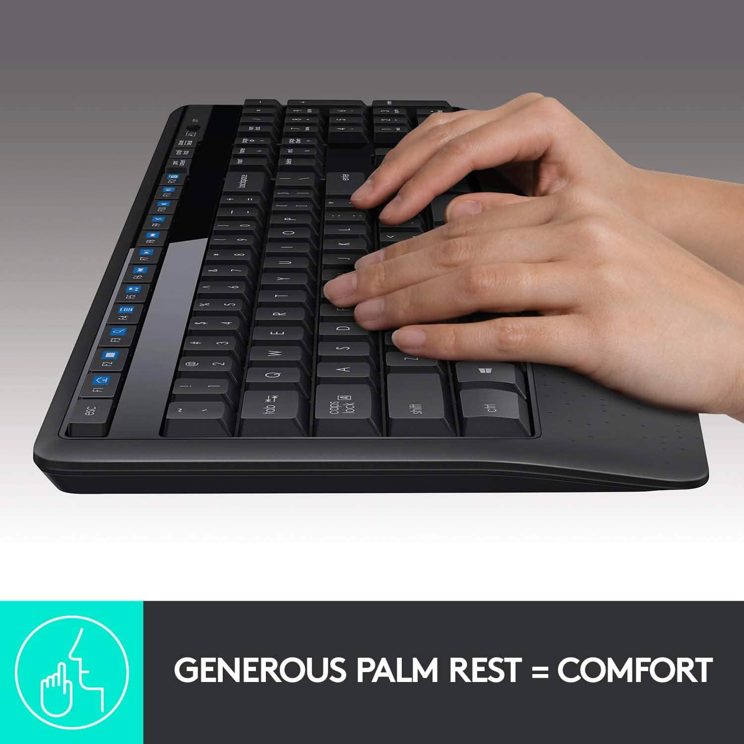 Clavier Logitech sans fil grand format avec souris confortable pour droitier (reconditionné)
