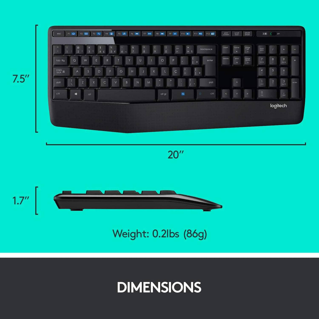 Clavier Logitech sans fil grand format avec souris confortable pour droitier (reconditionné)