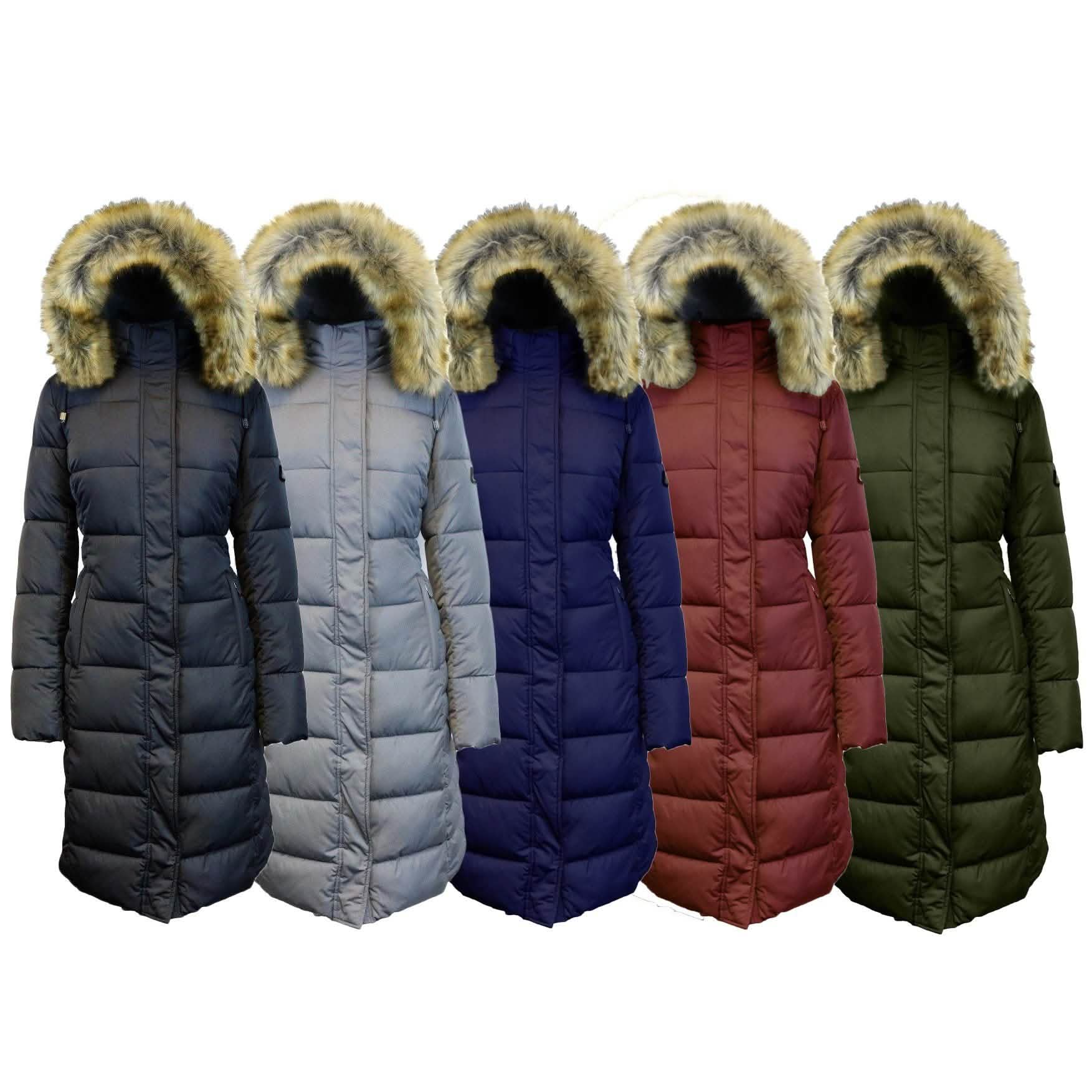 Parka longue et épaisse avec capuche en fausse fourrure