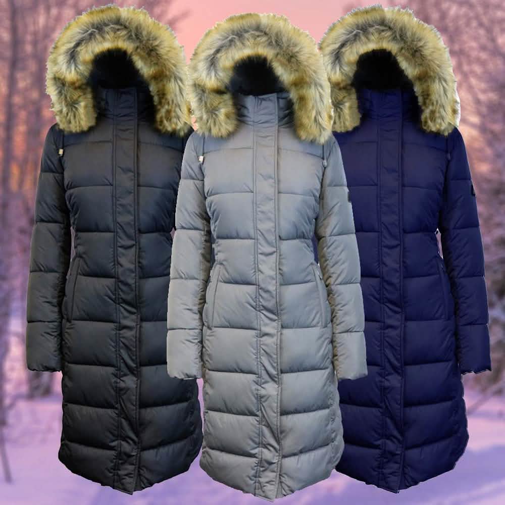 Parka longue et épaisse avec capuche en fausse fourrure