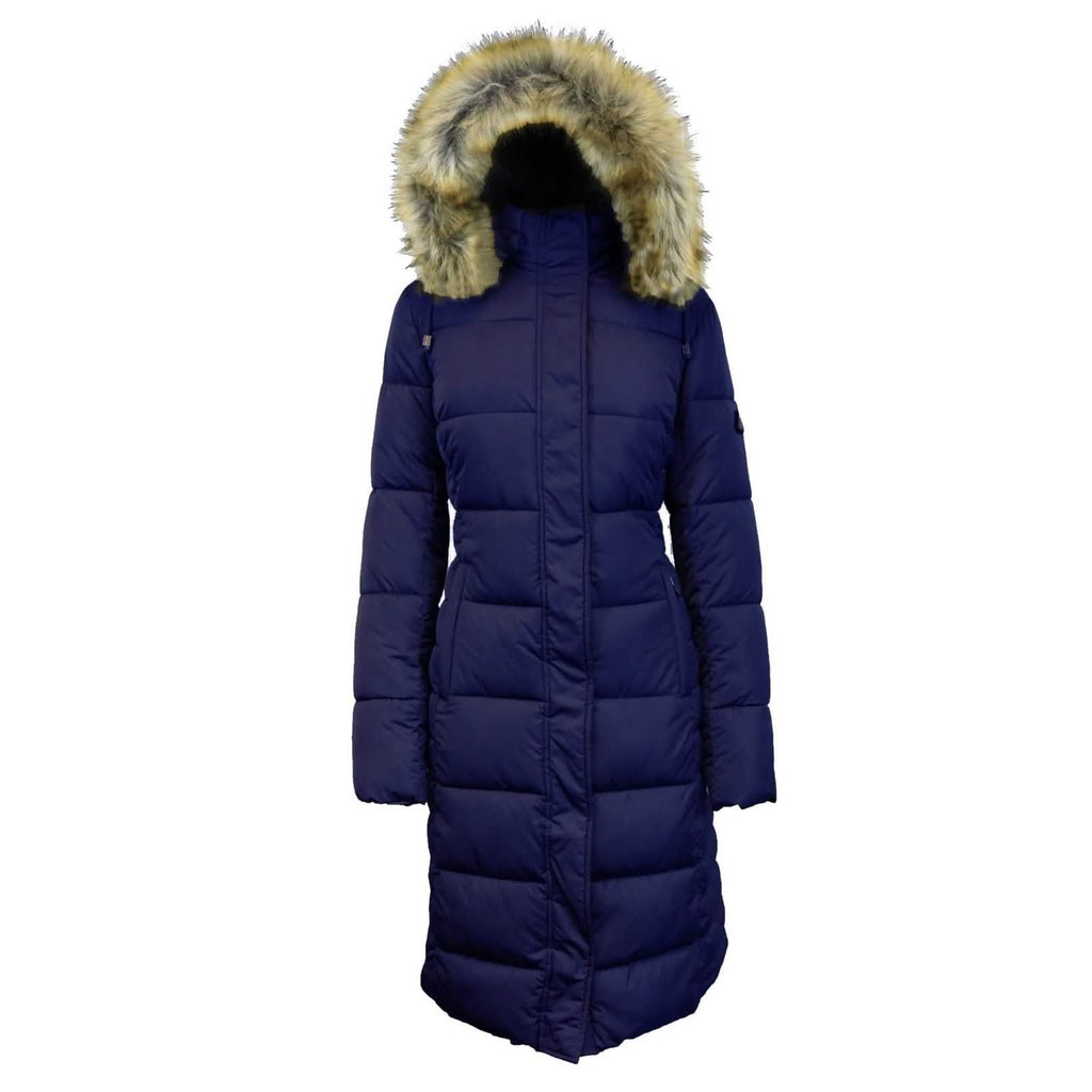 Parka longue et épaisse avec capuche en fausse fourrure