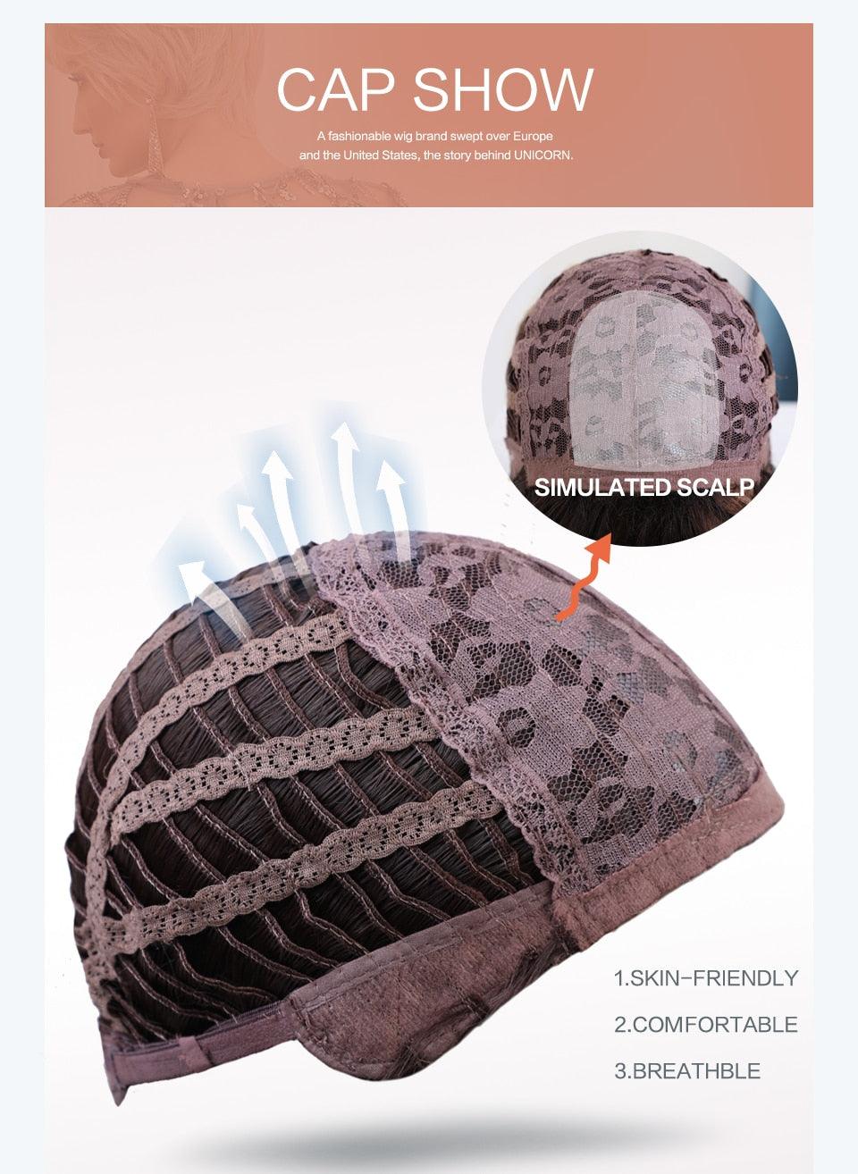Longues perruques synthétiques miel brun avec frange latérale Perruques ondulées naturelles pour femmes afro-américaines Perruques résistantes à la chaleur pour cosplay, fêtes, usage quotidien pour femmes noires Perruques de cosplay pour femmes