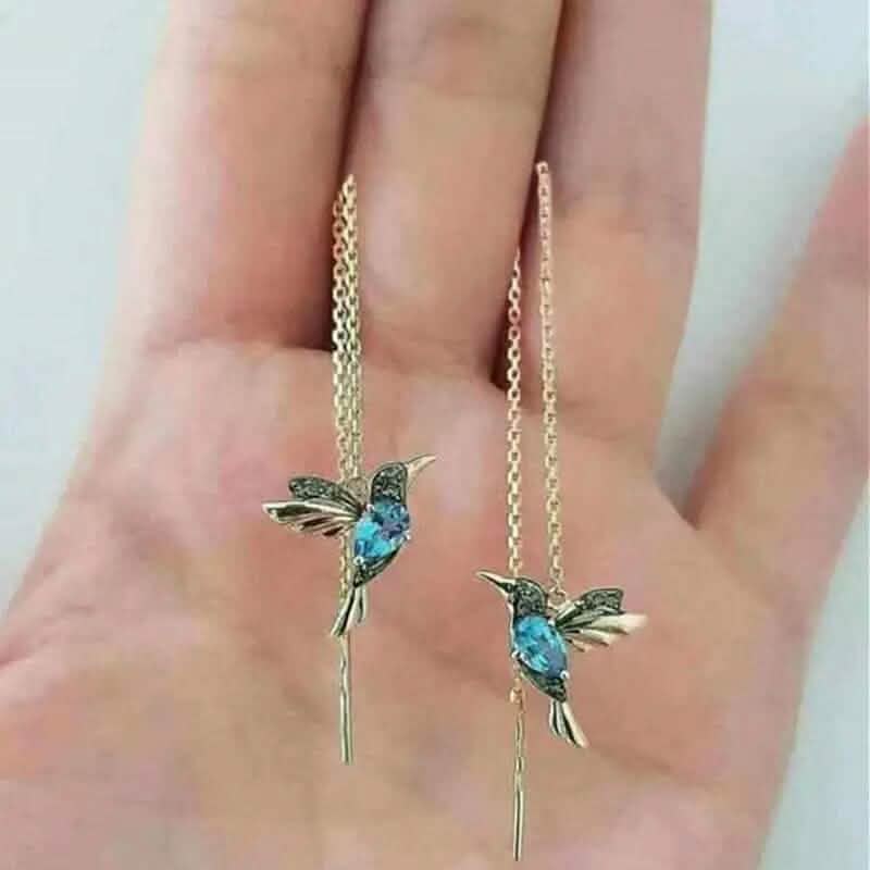 Longues boucles d'oreilles colibri