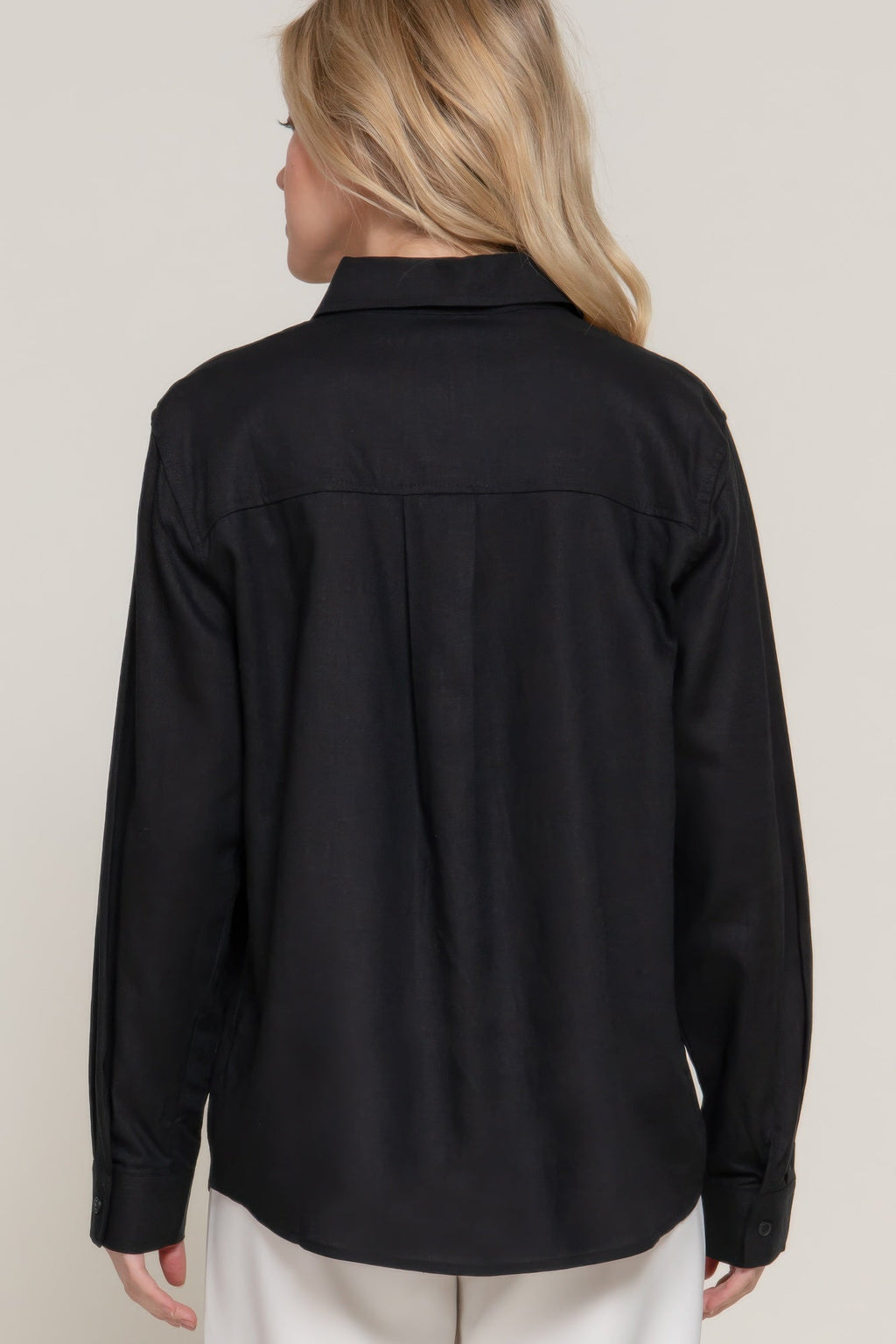 Chemise à manches longues en lin mélangé