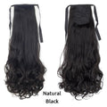 Longue queue de cheval synthétique droite, perruque naturelle à enrouler autour, extensions de cheveux à clipser, queue de cheval longue et naturelle noire, peigne à insérer pour femmes.