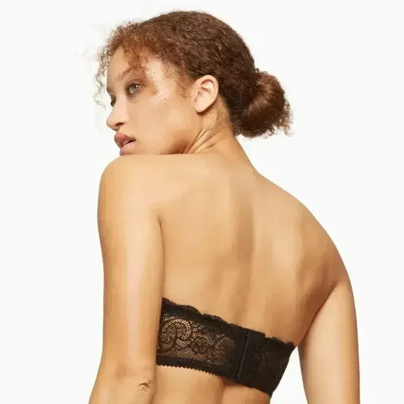Soutien-gorge long sans bretelles en dentelle rembourré Blush Escape