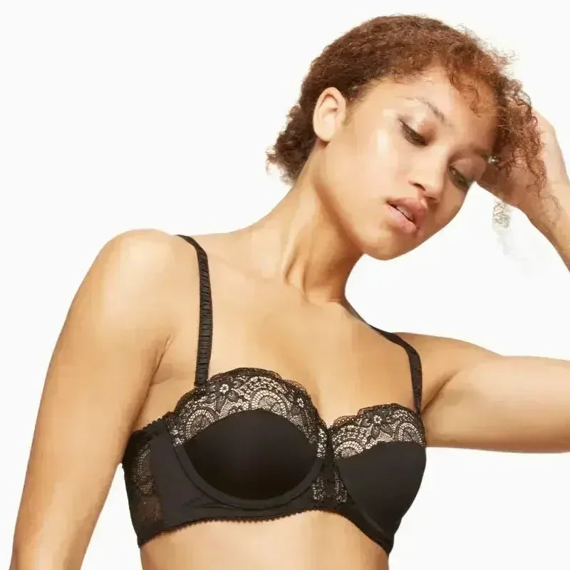 Soutien-gorge long sans bretelles en dentelle rembourré Blush Escape