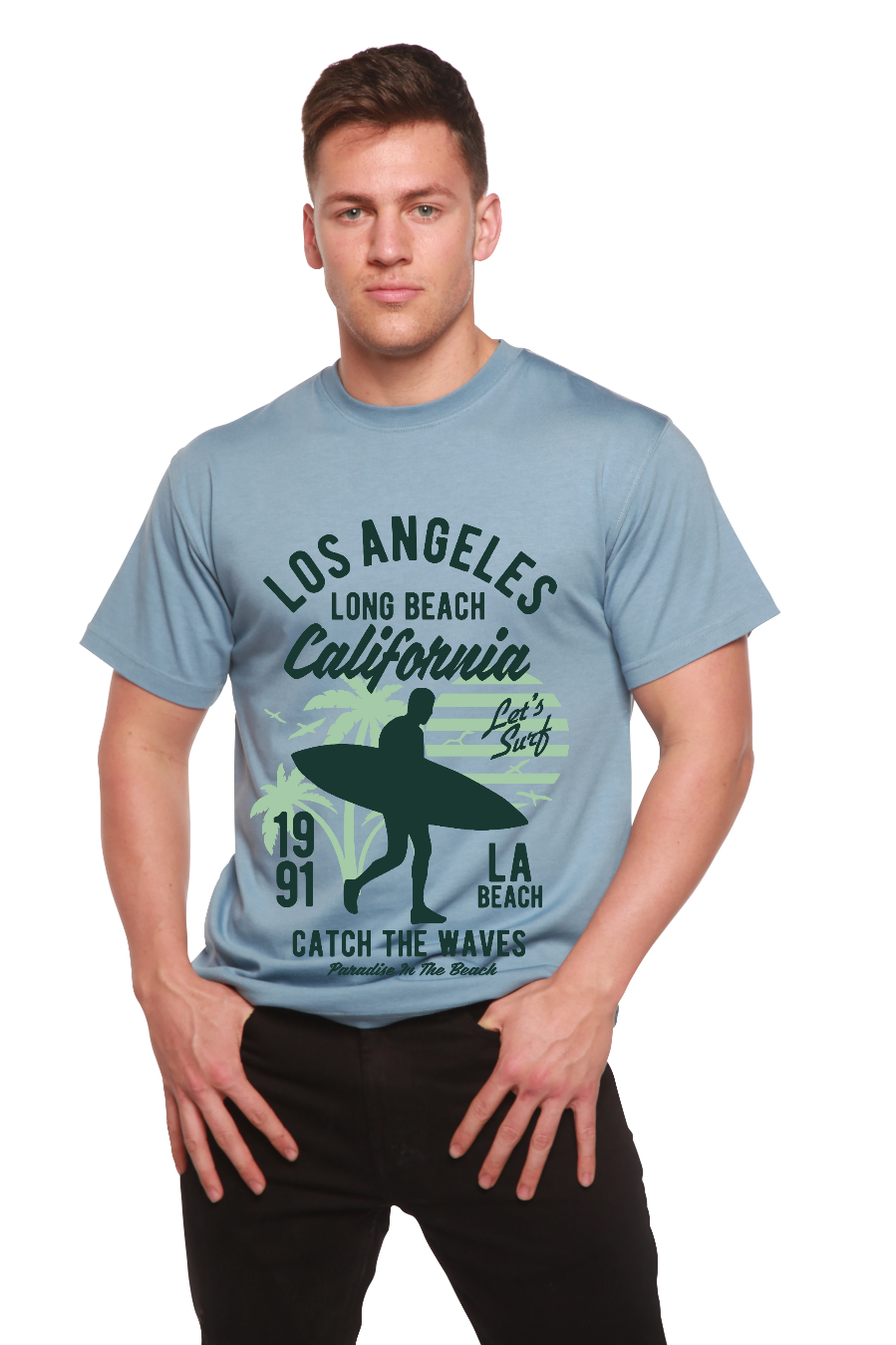 T-shirt graphique à manches courtes en viscose de bambou et coton biologique pour homme Los Angeles