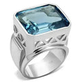 LOS669 - Bague en argent sterling 925 avec spinelle synthétique en mer