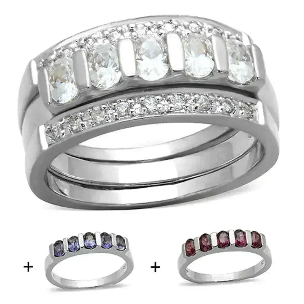Bague en argent sterling 925 avec zircons cubiques multicolores – Éclat arc-en-ciel éblouissant