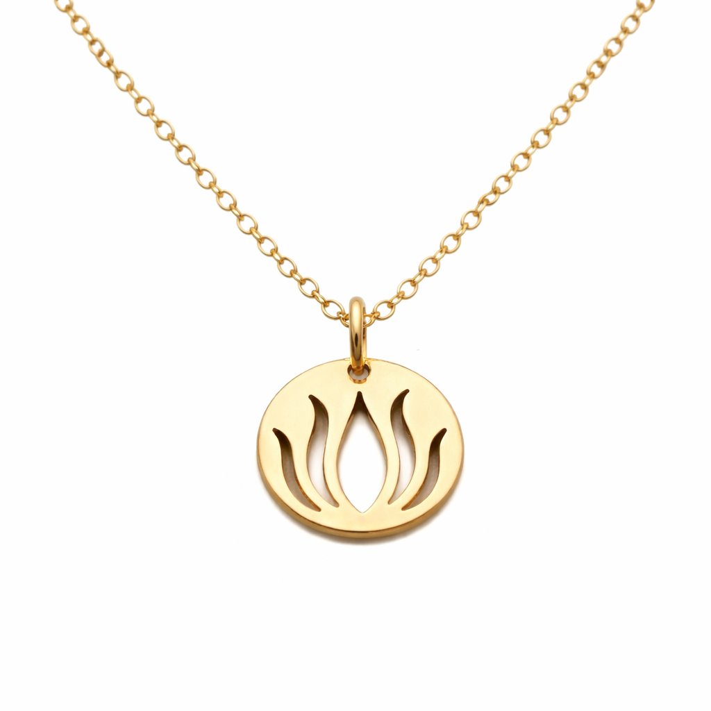 Collier Lotus Flamme – Collier à breloque minimaliste en or laminé