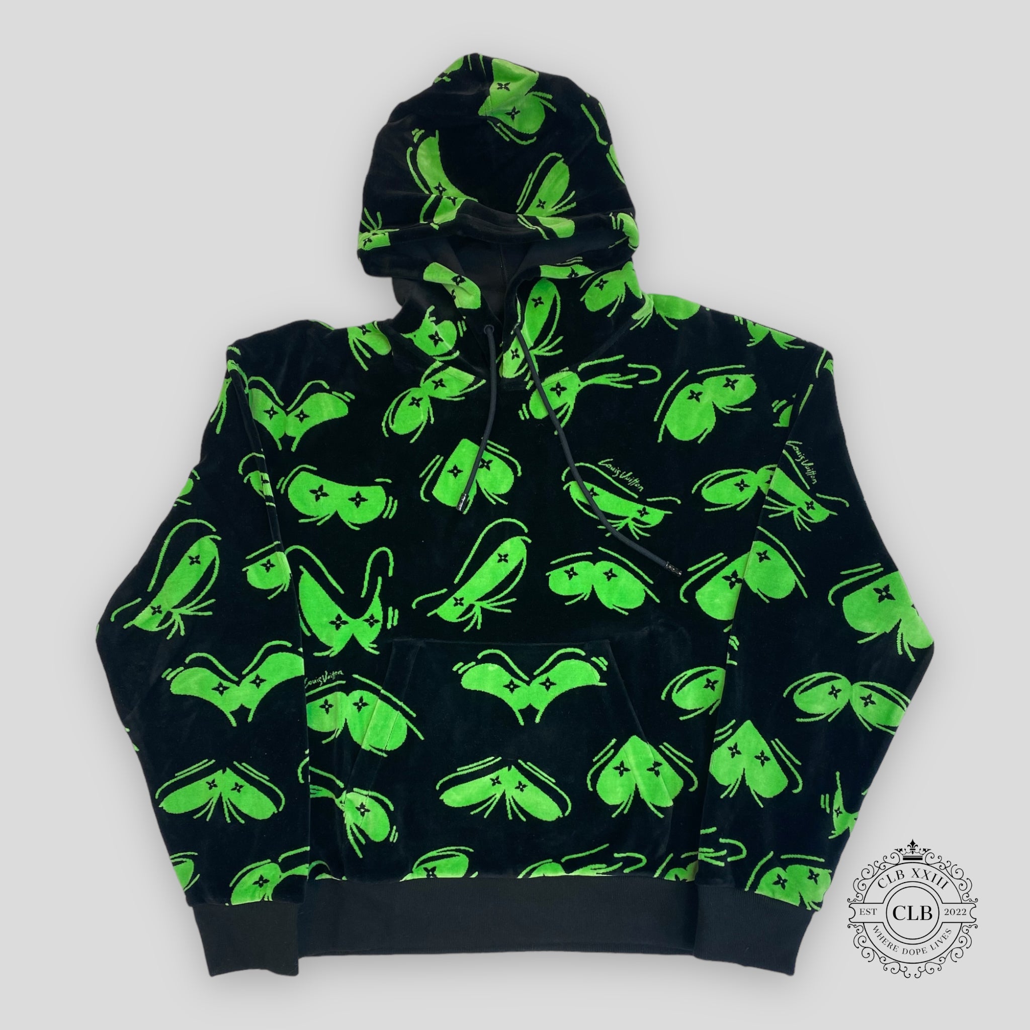 SWEAT À CAPUCHE EN JACQUARD ŒIL LOUIS VUITTON - NOIR/VERT