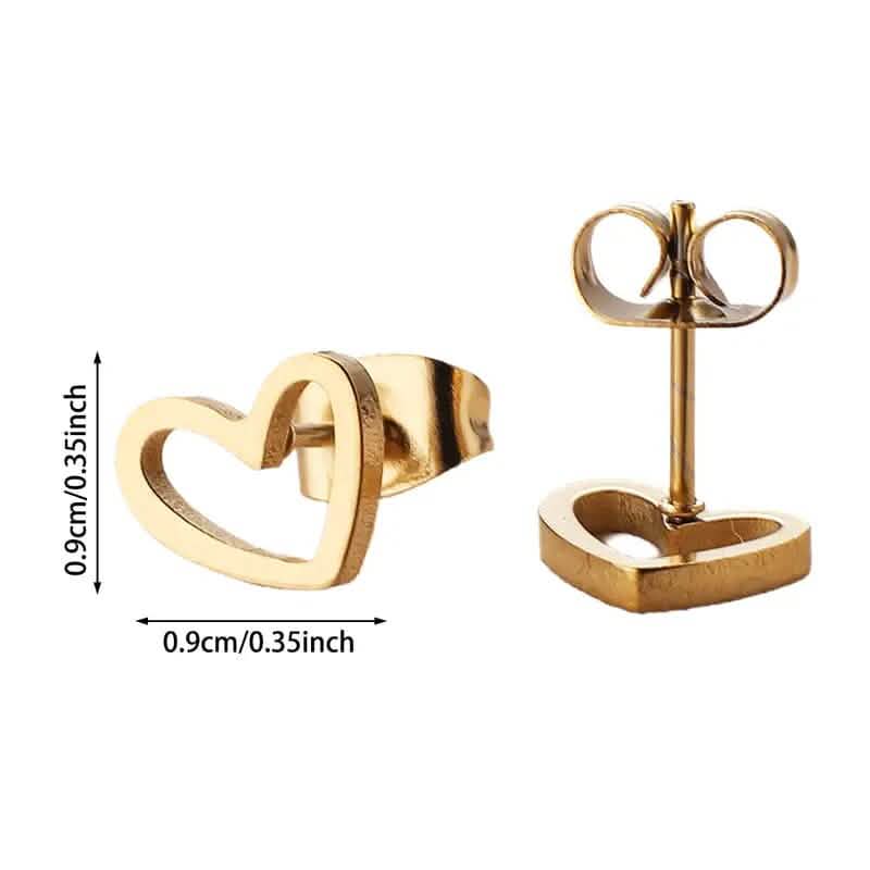 Boucles d'oreilles clous cœur en alliage Love