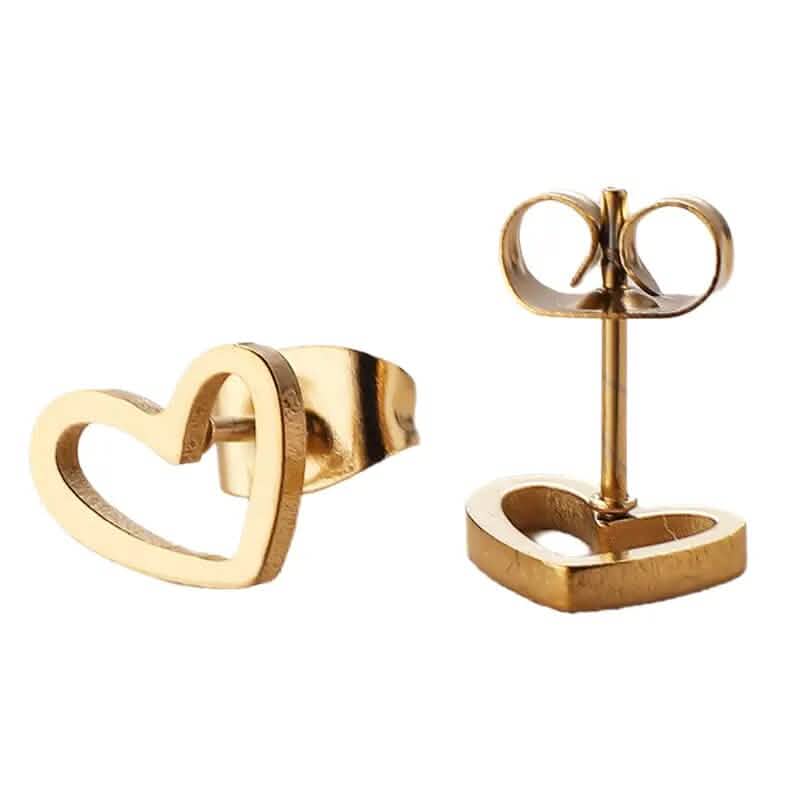 Boucles d'oreilles clous cœur en alliage Love