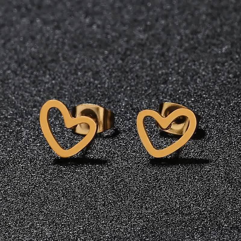Boucles d'oreilles clous cœur en alliage Love