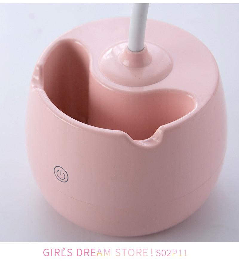Belle Lampe de Lecture à Variateur 3 Niveaux avec Socle Porte-Stylo, Lampe de Bureau LED pour Étudiants, Lampe de Chevet Rechargeable pour Filles pour Chambre et Salle d'Étude, Jolies Lampes d'Étude pour Décoration de Chambre