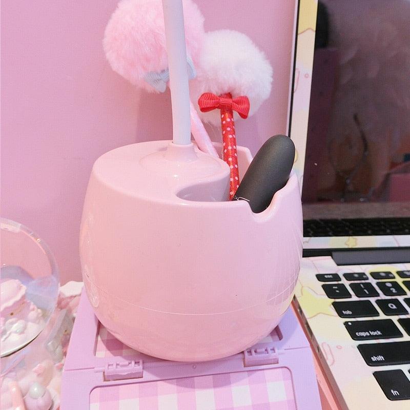 Belle Lampe de Lecture à Variateur 3 Niveaux avec Socle Porte-Stylo, Lampe de Bureau LED pour Étudiants, Lampe de Chevet Rechargeable pour Filles pour Chambre et Salle d'Étude, Jolies Lampes d'Étude pour Décoration de Chambre